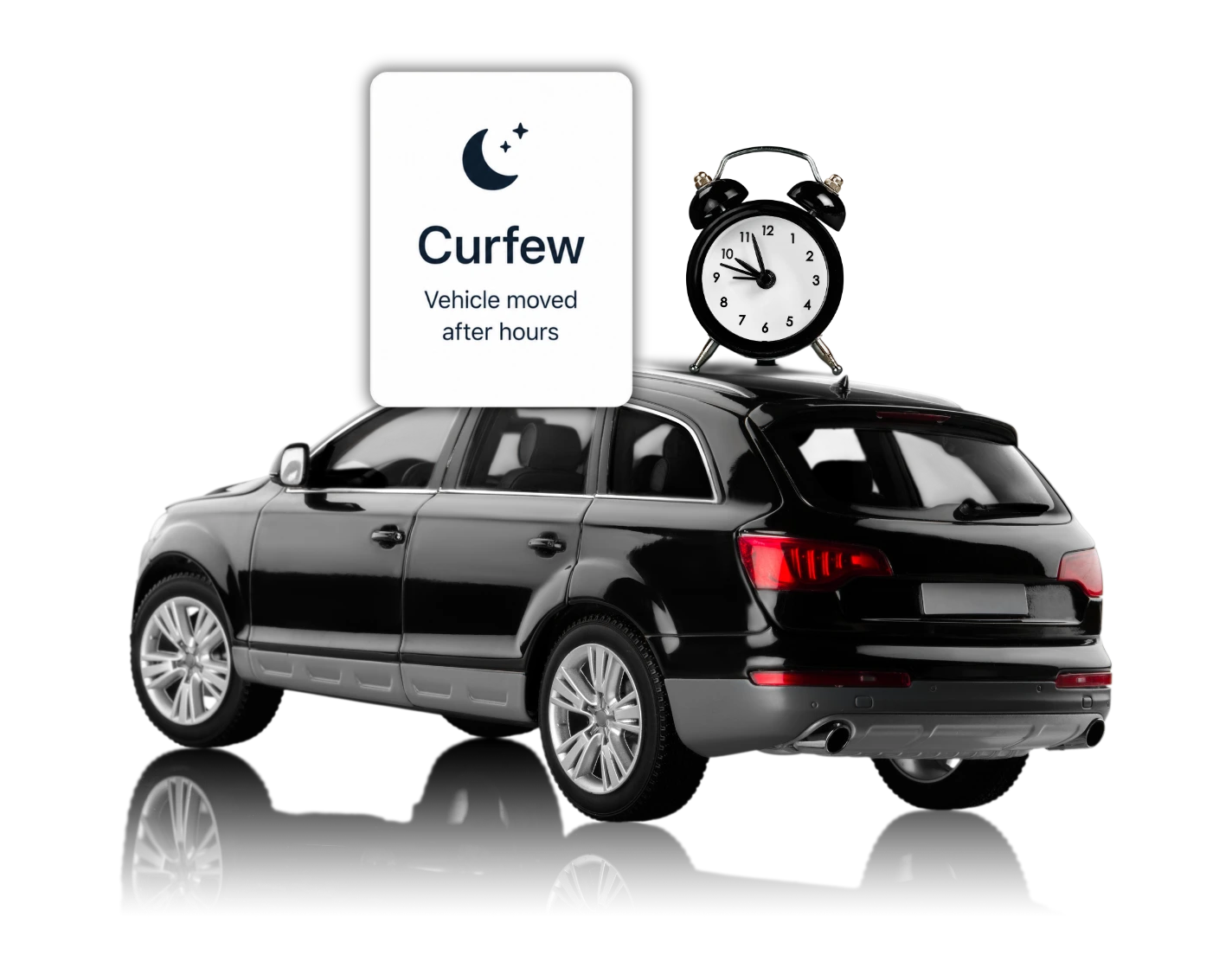 Vehicle on the map with Navixa curfew settings and curfew icon