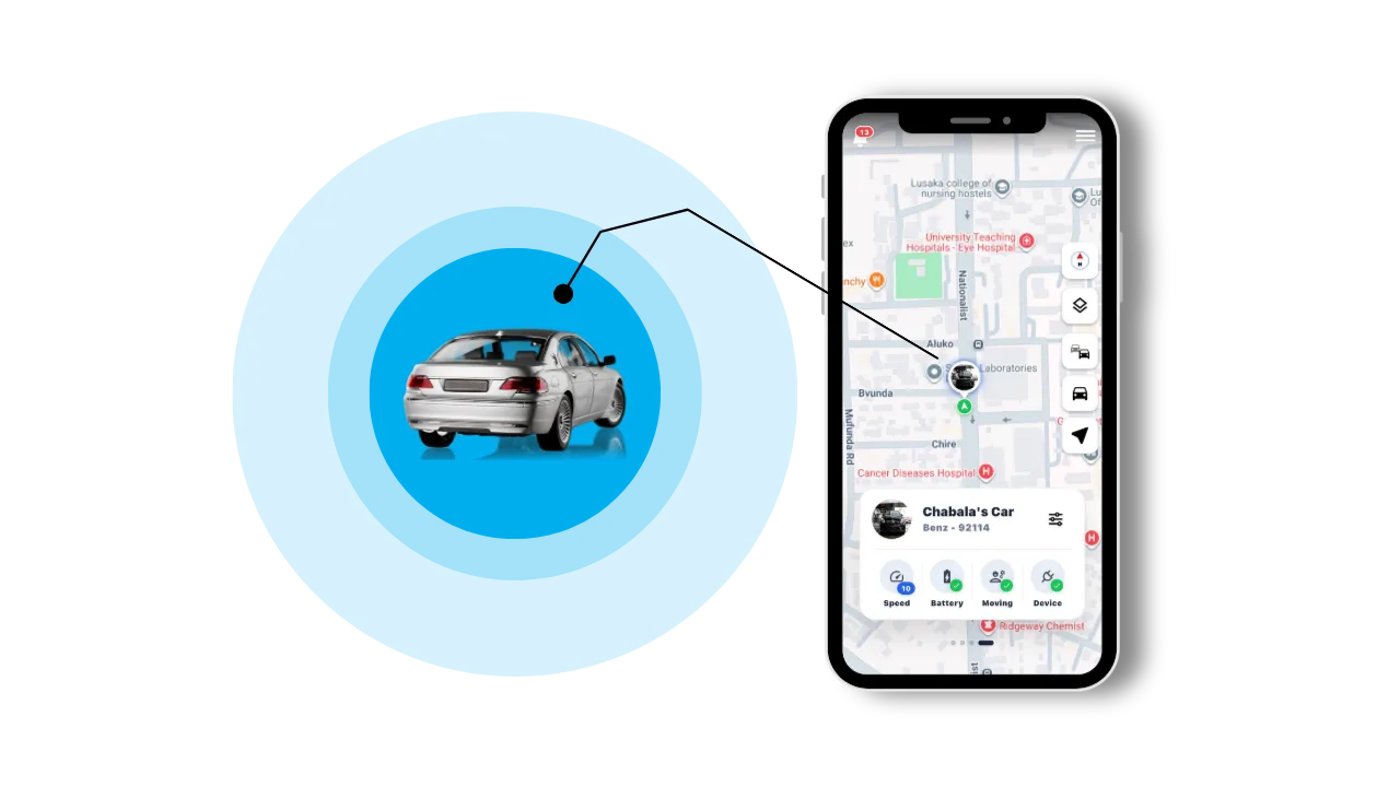Live map showing vehicle position updating in real time
